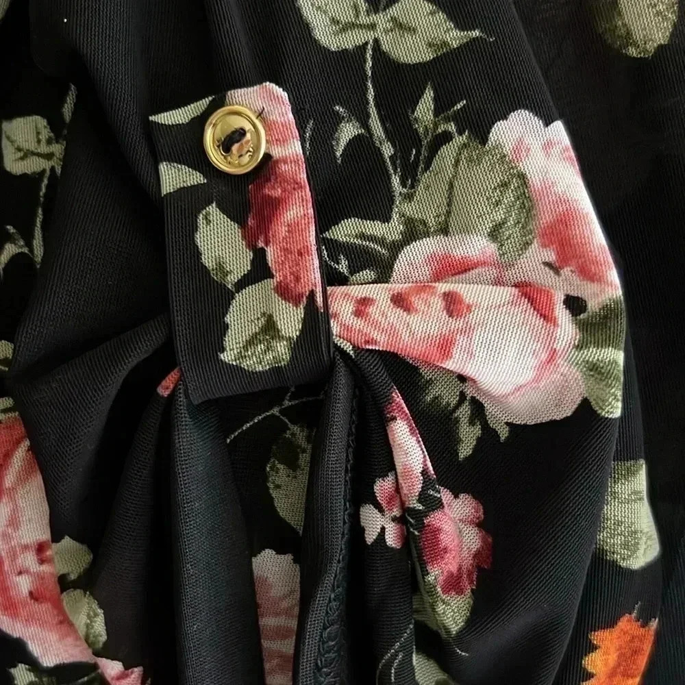 Siren Lily floral long beach plus size coverup cardigan size 2X - Picture 4 of 7